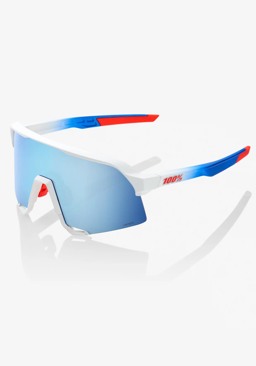 Sluneční brýle 100% S3 - TotalEnergies Team Matte White / Metallic Blue -  HiPER Blue Multilayer Mirror Lens | David sport Harrachov