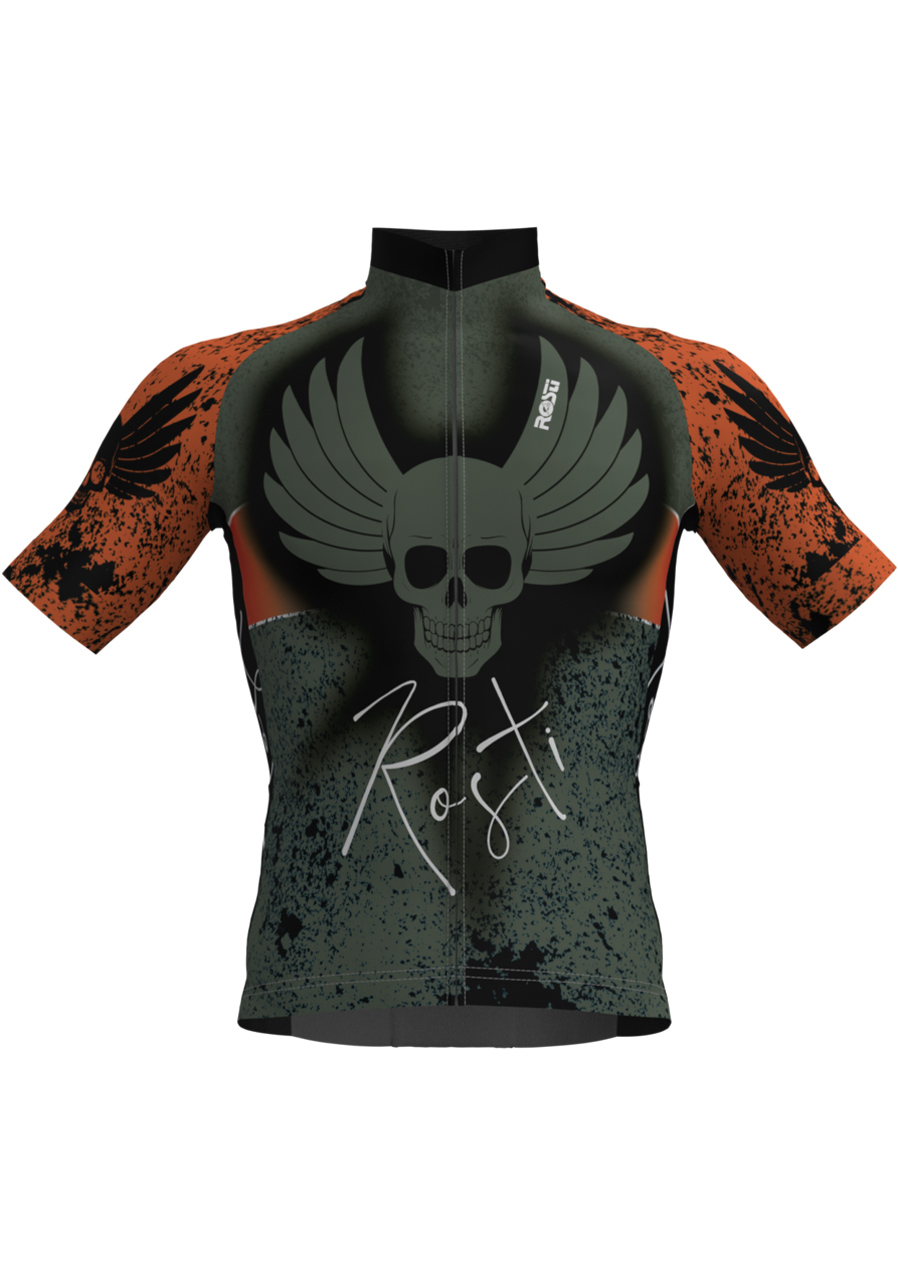 Cyklistický dres Rosti Wings Dres dlouhý zip Black/Green/Orange | David  sport Harrachov
